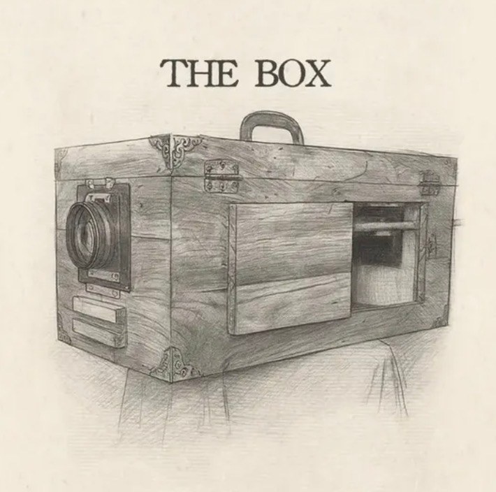 The box — camera and darkroom in a single wooden body.
